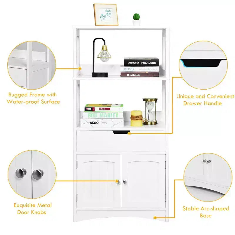 Meuble de Rangement Salle de Bain Costway avec Tiroir Étagère Armoire Meuble Bas
