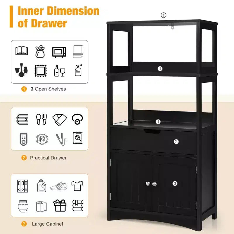 Meuble de Rangement Salle de Bain Costway avec Tiroir Étagère Armoire Meuble Bas