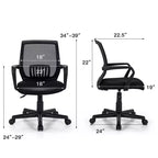 Chaise de bureau Costway à dossier moyen réglable en hauteur avec soutien lombaire