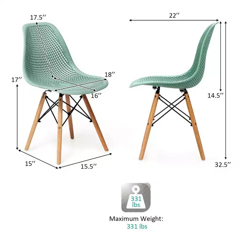 Costway Lot de 2 chaises de salle à manger DSW modernes pour bureau et maison, avec design en maille et pieds en bois