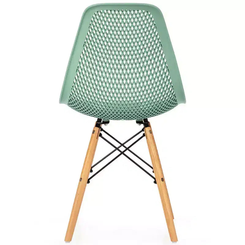 Costway Lot de 2 chaises de salle à manger DSW modernes pour bureau et maison, avec design en maille et pieds en bois