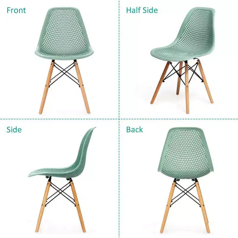 Costway Lot de 2 chaises de salle à manger DSW modernes pour bureau et maison, avec design en maille et pieds en bois