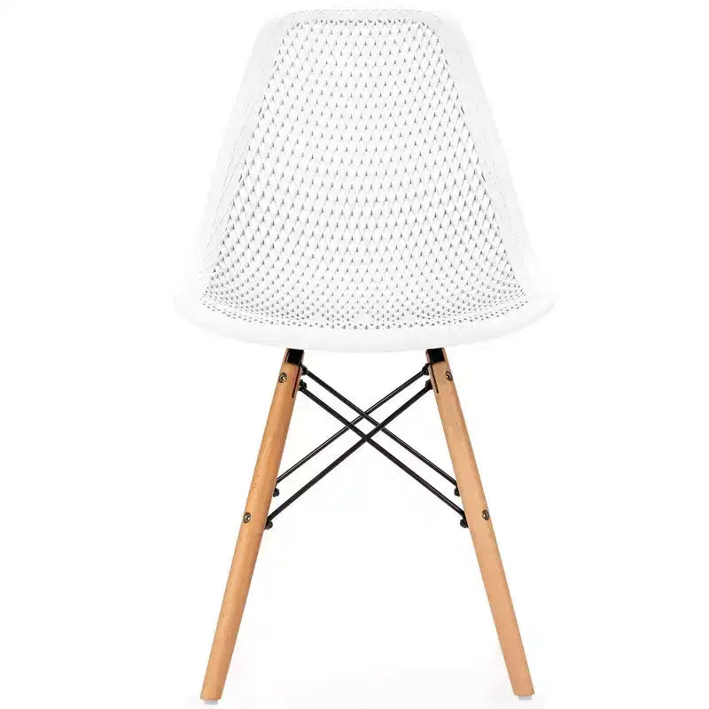 Costway Lot de 2 chaises de salle à manger DSW modernes pour bureau et maison, avec design en maille et pieds en bois