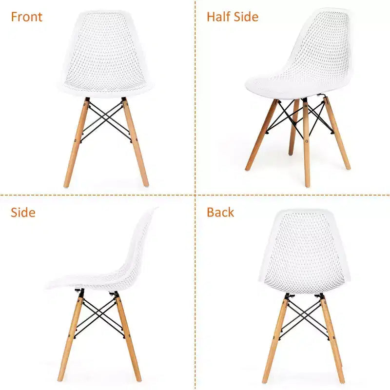 Costway Lot de 2 chaises de salle à manger DSW modernes pour bureau et maison, avec design en maille et pieds en bois