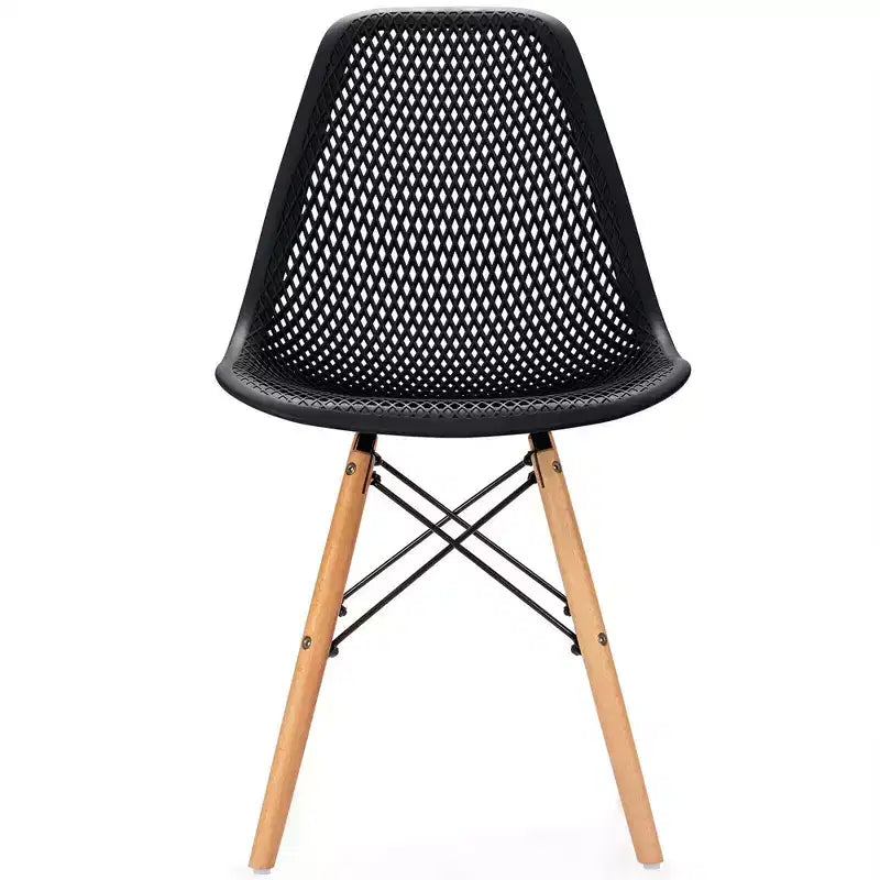 Costway Lot de 2 chaises de salle à manger DSW modernes pour bureau et maison, avec design en maille et pieds en bois