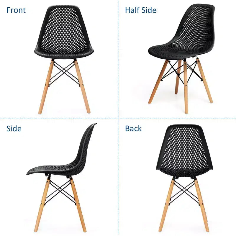 Costway Lot de 2 chaises de salle à manger DSW modernes pour bureau et maison, avec design en maille et pieds en bois