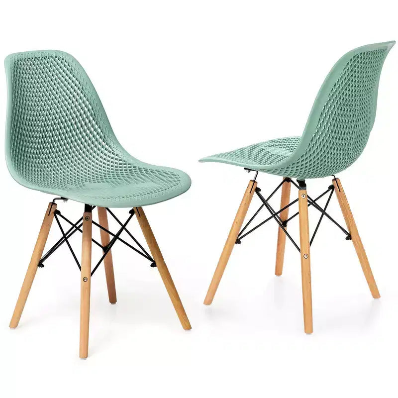 Costway Lot de 2 chaises de salle à manger DSW modernes pour bureau et maison, avec design en maille et pieds en bois