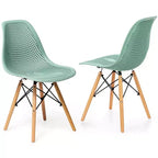 Costway Lot de 2 chaises de salle à manger DSW modernes pour bureau et maison, avec design en maille et pieds en bois