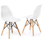 Costway Lot de 2 chaises de salle à manger DSW modernes pour bureau et maison, avec design en maille et pieds en bois