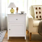 Table de chevet Costway avec tiroir, table d'appoint, meuble de rangement blanc/naturel/expresso