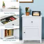 Table de chevet Costway avec tiroir, table d'appoint, meuble de rangement blanc/naturel/expresso