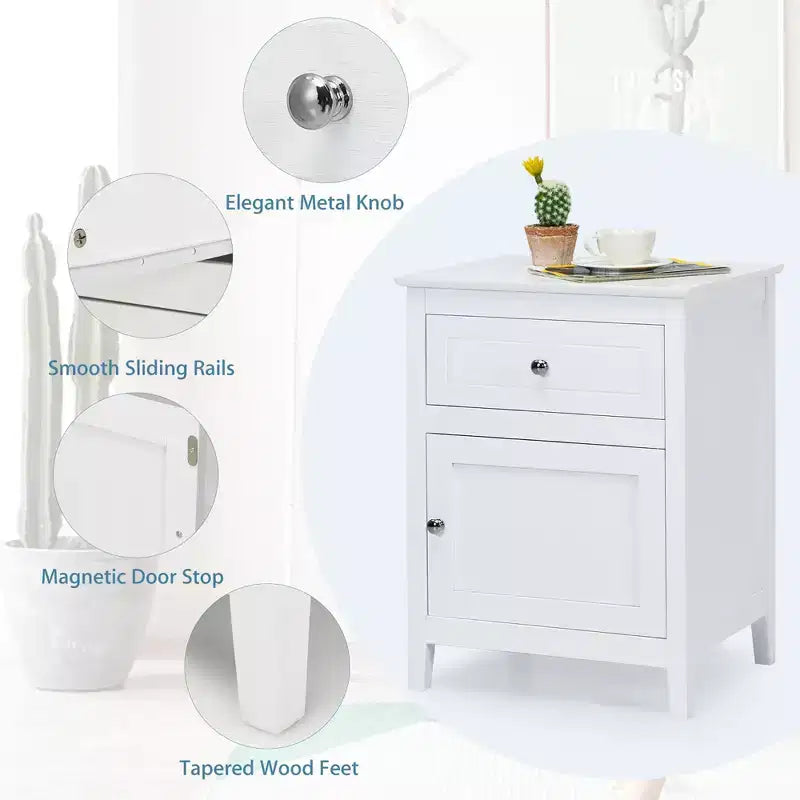 Table de chevet Costway avec tiroir, table d'appoint, meuble de rangement blanc/naturel/expresso