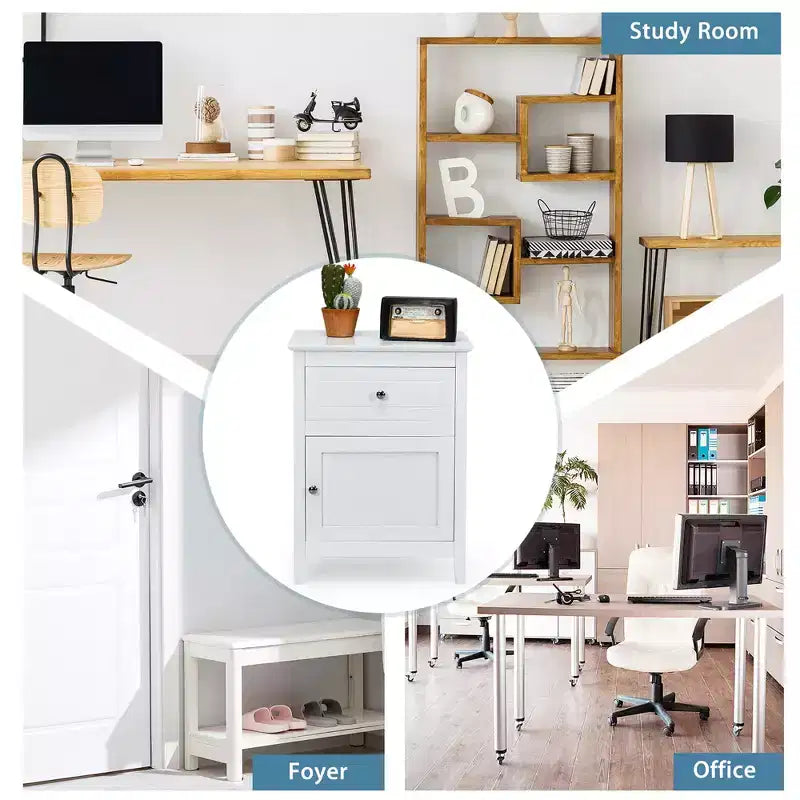 Table de chevet Costway avec tiroir, table d'appoint, meuble de rangement blanc/naturel/expresso