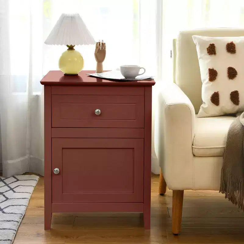 Table de chevet Costway avec tiroir, table d'appoint, meuble de rangement blanc/naturel/expresso