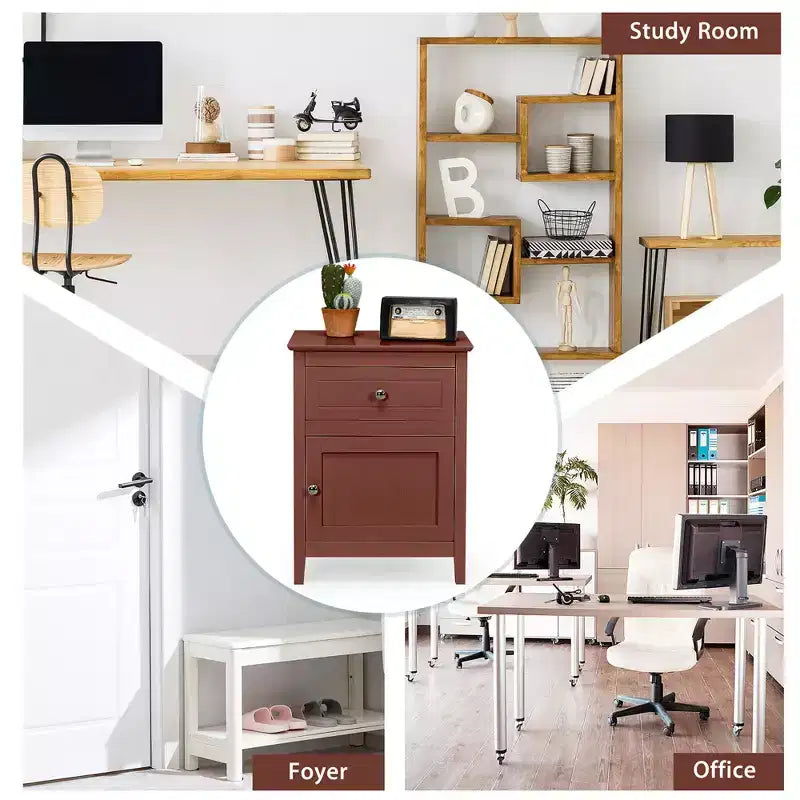 Table de chevet Costway avec tiroir, table d'appoint, meuble de rangement blanc/naturel/expresso