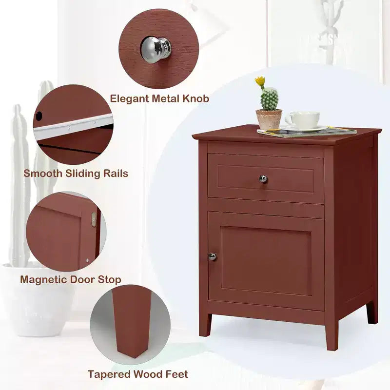 Table de chevet Costway avec tiroir, table d'appoint, meuble de rangement blanc/naturel/expresso