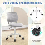 Chaise de bureau ergonomique pivotante pour enfants Costway en maille, réglable en hauteur, rose/bleu/turquoise/violet/gris/vert clair