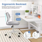 Chaise de bureau ergonomique pivotante pour enfants Costway en maille, réglable en hauteur, rose/bleu/turquoise/violet/gris/vert clair