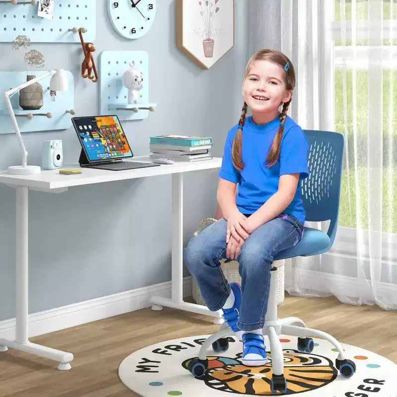 Chaise de bureau ergonomique pivotante pour enfants Costway en maille, réglable en hauteur, rose/bleu/turquoise/violet/gris/vert clair