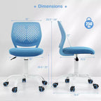 Chaise de bureau ergonomique pivotante pour enfants Costway en maille, réglable en hauteur, rose/bleu/turquoise/violet/gris/vert clair