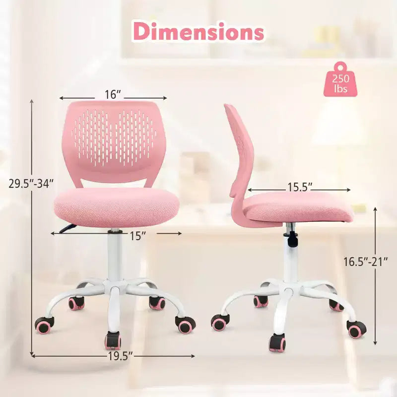 Chaise de bureau ergonomique pivotante pour enfants Costway en maille, réglable en hauteur, rose/bleu/turquoise/violet/gris/vert clair