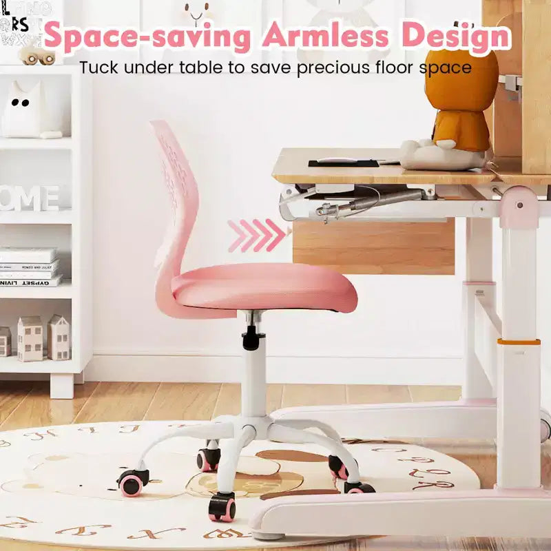 Chaise de bureau ergonomique pivotante pour enfants Costway en maille, réglable en hauteur, rose/bleu/turquoise/violet/gris/vert clair
