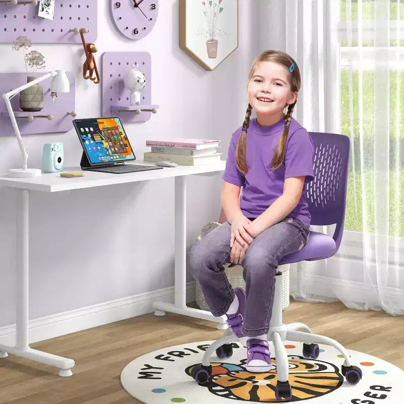 Chaise de bureau ergonomique pivotante pour enfants Costway en maille, réglable en hauteur, rose/bleu/turquoise/violet/gris/vert clair