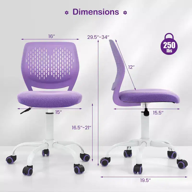 Chaise de bureau ergonomique pivotante pour enfants Costway en maille, réglable en hauteur, rose/bleu/turquoise/violet/gris/vert clair
