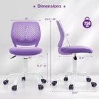 Chaise de bureau ergonomique pivotante pour enfants Costway en maille, réglable en hauteur, rose/bleu/turquoise/violet/gris/vert clair