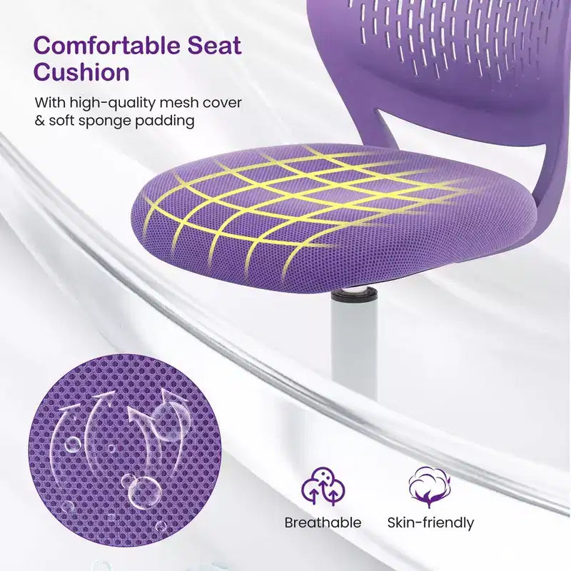 Chaise de bureau ergonomique pivotante pour enfants Costway en maille, réglable en hauteur, rose/bleu/turquoise/violet/gris/vert clair