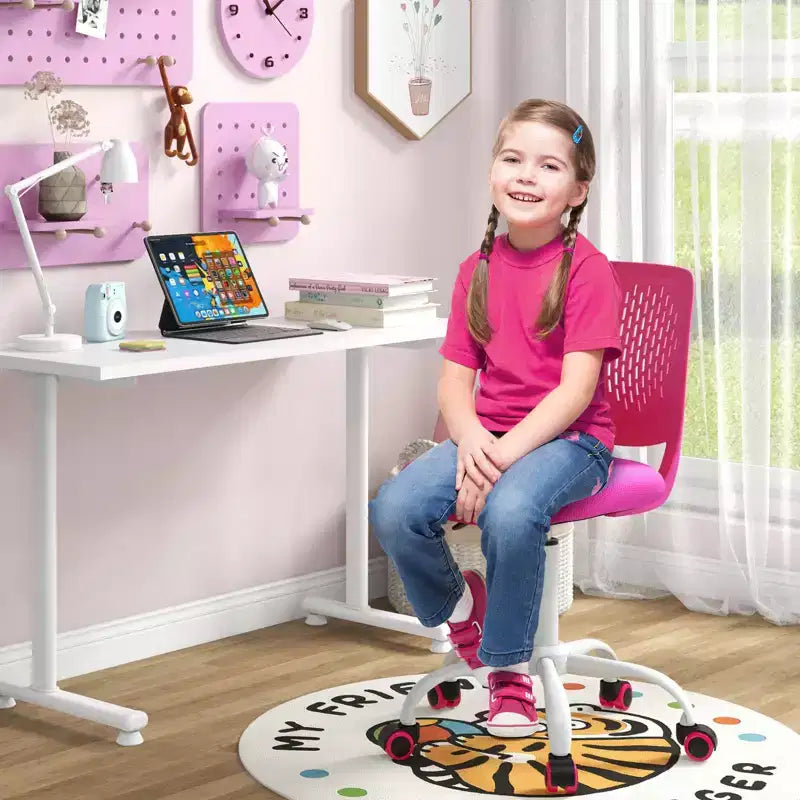 Chaise de bureau ergonomique pivotante pour enfants Costway en maille, réglable en hauteur, rose/bleu/turquoise/violet/gris/vert clair