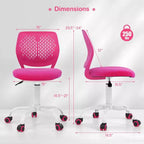 Chaise de bureau ergonomique pivotante pour enfants Costway en maille, réglable en hauteur, rose/bleu/turquoise/violet/gris/vert clair