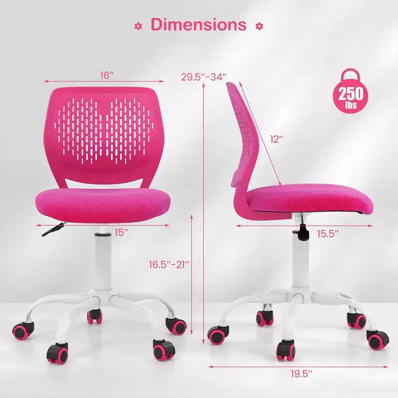 Chaise de bureau ergonomique pivotante pour enfants Costway en maille, réglable en hauteur, rose/bleu/turquoise/violet/gris/vert clair
