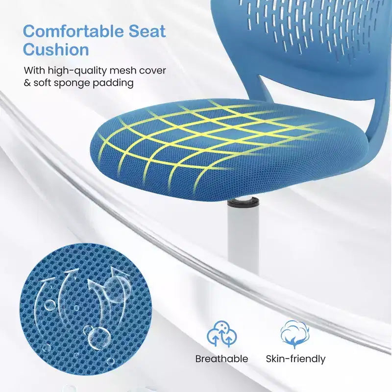 Chaise de bureau ergonomique pivotante pour enfants Costway en maille, réglable en hauteur, rose/bleu/turquoise/violet/gris/vert clair