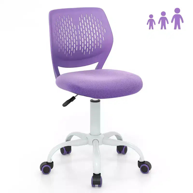 Chaise de bureau ergonomique pivotante pour enfants Costway en maille, réglable en hauteur, rose/bleu/turquoise/violet/gris/vert clair