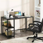 Costway Bureau informatique 47'' Table d'étude Poste de travail à domicile avec étagère réglable Noir rustique/Café/Marron