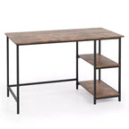 Costway Bureau informatique 47'' Table d'étude Poste de travail à domicile avec étagère réglable Noir rustique/Café/Marron