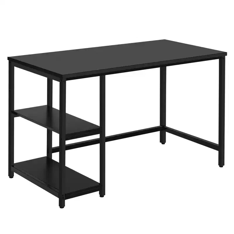 Costway Bureau informatique 47'' Table d'étude Poste de travail à domicile avec étagère réglable Noir rustique/Café/Marron