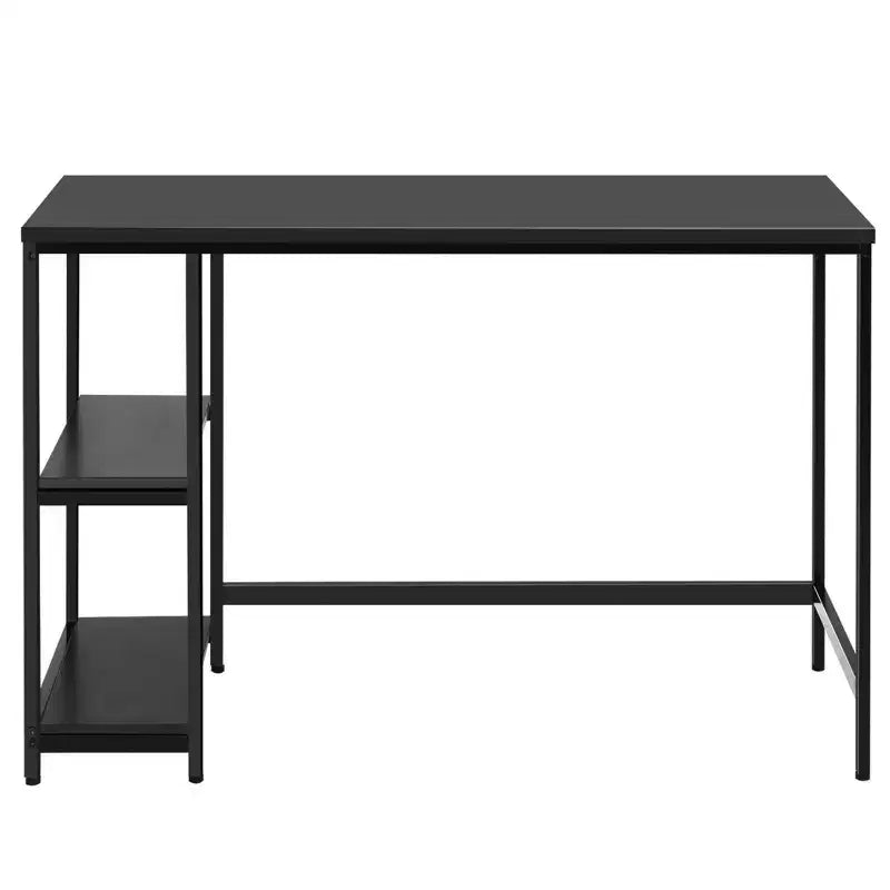 Costway Bureau informatique 47'' Table d'étude Poste de travail à domicile avec étagère réglable Noir rustique/Café/Marron