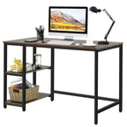 Costway Bureau informatique 47'' Table d'étude Poste de travail à domicile avec étagère réglable Noir rustique/Café/Marron