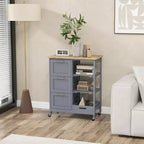 Meuble de cuisine roulant Costway avec 3 tiroirs de rangement et étagères Blanc/Noir/Gris