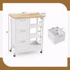 Meuble de cuisine roulant Costway avec 3 tiroirs de rangement et étagères Blanc/Noir/Gris