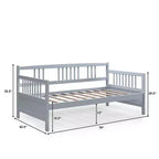 Lit de repos en bois à lattes format jumeau Costway, plate-forme robuste avec rails, blanc/cerisier