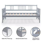 Lit de repos en bois à lattes format jumeau Costway, plate-forme robuste avec rails, blanc/cerisier