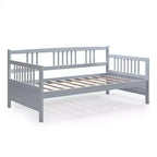 Lit de repos en bois à lattes format jumeau Costway, plate-forme robuste avec rails, blanc/cerisier