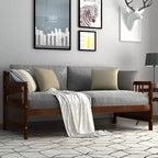 Costway Twin Size Wooden Slats Daybed Bed Sofa Support Platform Sturdy W/Rails White/Cherry