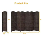 Costway Paravent 6 Panneaux 180cm Tressé en Fibre Pliant Séparateur de Pièce Brun/Noir