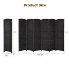 Costway Paravent 6 Panneaux 180cm Tressé en Fibre Pliant Séparateur de Pièce Brun/Noir