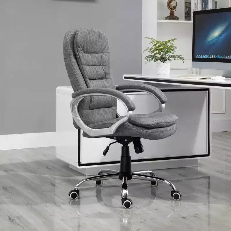 Chaise de bureau Vinsetto à dossier haut, fauteuil de direction ergonomique pour ordinateur avec hauteur réglable, rembourrage épais pour la tête et accoudoirs - Gris
