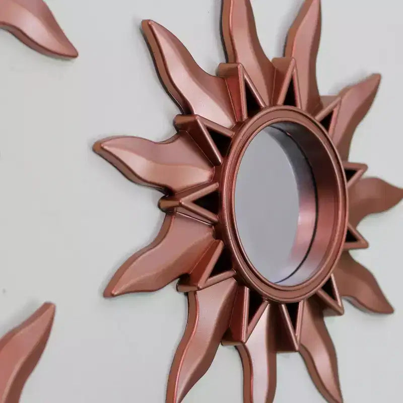 Northlight Ensemble de 3 mini-miroirs ronds Mayan Sunburst cuivre mat 9.5